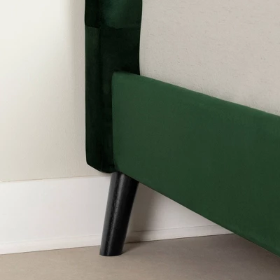 Queen Flam Upholstered Complete Platform Bed Dark Green - South Shore 8 Queen Flam Upholstered Complete Platform Bed Dark Green - South Shore - Image 8