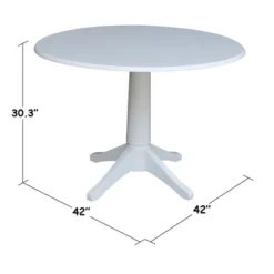 42" Nina Round Top Dual Drop Leaf Pedestal Table White - International Concepts 14 42" Nina Round Top Dual Drop Leaf Pedestal Table White - International Concepts -Baxton Studio Sale Shop GUEST 62c0fc6e 51d7 4b8a bc96 9302f090837c