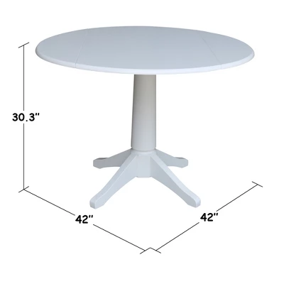 42" Nina Round Top Dual Drop Leaf Pedestal Table White - International Concepts 6 42" Nina Round Top Dual Drop Leaf Pedestal Table White - International Concepts - Image 6