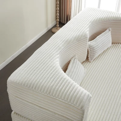 Modern Convertible Floor Sofa Bed With 2 Pillows, Folding Foam Sleeper Couch, No Assembly Sofa For Guest Room Or Living Room-Tanpinhause 4 Modern Convertible Floor Sofa Bed With 2 Pillows, Folding Foam Sleeper Couch, No Assembly Sofa For Guest Room Or Living Room-Tanpinhause - Image 4