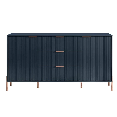 Festivo 3pc Modern Elegance 3 Drawer Nightstands And 3 Drawer Dresser Set Navy 3 Festivo 3pc Modern Elegance 3 Drawer Nightstands And 3 Drawer Dresser Set Navy - Image 3
