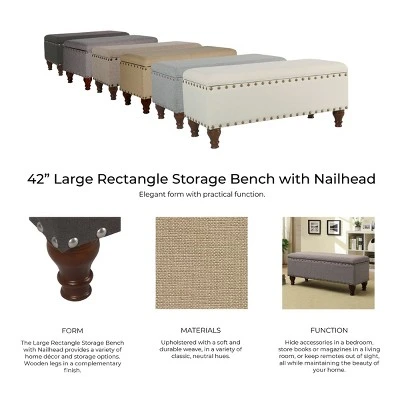 Large Storage Bench With Nailhead Trim - HomePop 9 Large Storage Bench With Nailhead Trim - HomePop - Image 9