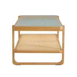 Modern Rattan Coffee Table,Rectangular Center Table With Tempered Glass Tabletop,2 Tier Wood Tea Table For Living Room Office Bedroom -Baxton Studio Sale Shop GUEST 639918e2 4647 4a47 b4f9 caef9742d0bc