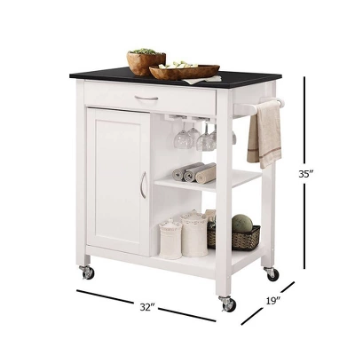 Ottawa Kitchen Cart Black/White - Acme Furniture 2 Ottawa Kitchen Cart Black/White - Acme Furniture - Image 2