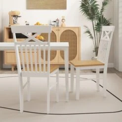 Tangkula Farmhouse Dining Chair Set Of 4 Wooden Kitchen Chair W/ Rubber Wood Frame -Baxton Studio Sale Shop GUEST 63d959ac 49a0 4e79 bc53 262094a62ba9