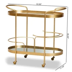 Kamal Glam Brushed Metal And Mirrored Glass 2 Tier Mobile Wine Bar Cart Gold - Baxton Studio 21 Kamal Glam Brushed Metal And Mirrored Glass 2 Tier Mobile Wine Bar Cart Gold - Baxton Studio -Baxton Studio Sale Shop GUEST 642c5daa 4e83 43cd a131 02abc331432d