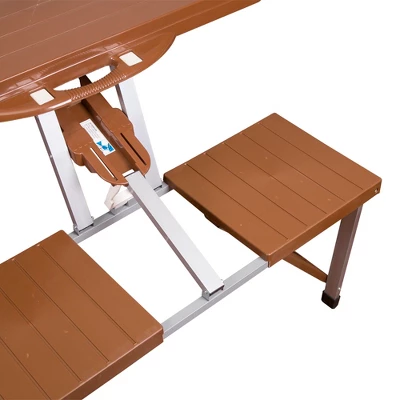 Stansport Picnic Table And Umbrella Combo Pack Wood Grain 2 Stansport Picnic Table And Umbrella Combo Pack Wood Grain - Image 2