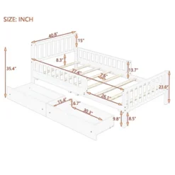 Twin/Full Size Wood Platform Bed Frame With Guardrails And Two Storage Drawers - ModernLuxe 11 Twin/Full Size Wood Platform Bed Frame With Guardrails And Two Storage Drawers - ModernLuxe -Baxton Studio Sale Shop GUEST 6469b3b1 df25 4997 8fe8 dbdfbfdda4be