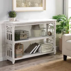 3 Tier Console Table Distressed White - Stylecraft