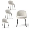 Nano Linen Upholstered Dining Chairs Set Of 4,Wider Seat Armless Dining Room Chair With Metal Leg For Kitchen Dining Room Farmhouse-Maison Boucle