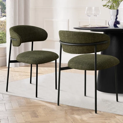 Merida Dining Chair Set Of 2, Simple Design Armless Side Chairs With Metal Legs For Kitchen, Dining Room & Living Space-Maison Boucle 10 Merida Dining Chair Set Of 2, Simple Design Armless Side Chairs With Metal Legs For Kitchen, Dining Room & Living Space-Maison Boucle - Image 10