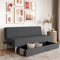 Wilton Dream Convertible Futon Sofa Bed Charcoal - Serta -Baxton Studio Sale Shop GUEST 653485d4 0a3d 4e9d 8cc0 ddd20ca046e1