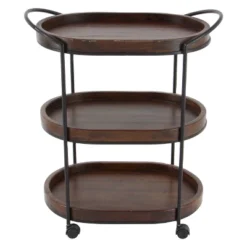 Wood 3 Tier Oval Tray Cart Brown - Olivia & May 17 Wood 3 Tier Oval Tray Cart Brown - Olivia & May -Baxton Studio Sale Shop GUEST 660a32d2 f442 42f9 844d b1df47a3aeb2