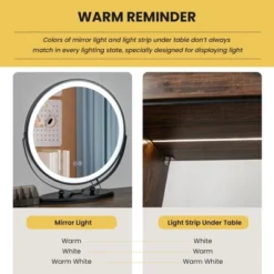 Costway Vanity Table Set 3-Color Dimmable Human Body Induction Light Charging Station 17 Costway Vanity Table Set 3-Color Dimmable Human Body Induction Light Charging Station -Baxton Studio Sale Shop GUEST 663b8969 b905 4ab7 98a6 874ac9255623