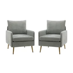 Set Of 2 Giovann Wooden Upholstered Accent Chair Comfy Armchair | Karat Home -Baxton Studio Sale Shop GUEST 66664e87 8b65 49a5 bead 053ff7ee9338