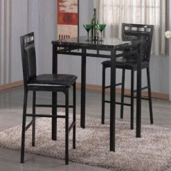 Home Source Eric 3-piece Bistro Set With Counter Height Table And 2 Textured Faux Leather Side Chairs -Baxton Studio Sale Shop GUEST 669e7430 b285 4afa a9a7 e9b7b03ef638