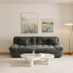 Cloud Modular Sectional Sofa,89inch Scrub Velvet Sofa Couch For Living Room,Curved Couch,Modern LoveSofa With 2 Pillows 3 Seater For Apartment -Baxton Studio Sale Shop GUEST 66a5c37f adcb 4faf 8e20 04cece8cfb1c