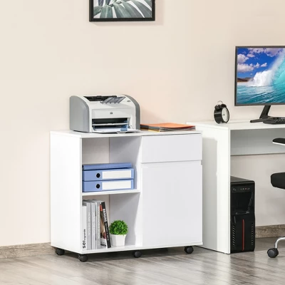 HOMCOM Filing Cabinet/Printer Stand With Open Storage Shelves, For Home Or Office Use, Including An Easy Drawer 1 HOMCOM Filing Cabinet/Printer Stand With Open Storage Shelves, For Home Or Office Use, Including An Easy Drawer