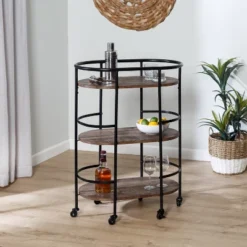 Honey-Can-Do 3 Tier Oval Bar Cart Walnut -Baxton Studio Sale Shop GUEST 66cbf2b5 25ac 4db4 82b1 cb5615484fce