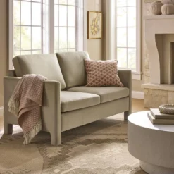 Bellfield Fully Upholstered Loveseat Tan - Threshold™ Designed With Studio McGee