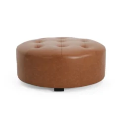 Christopher Knight Home Rafael Modern Button Tufted Faux Leather Round Ottoman, Light Brown 8 Christopher Knight Home Rafael Modern Button Tufted Faux Leather Round Ottoman, Light Brown -Baxton Studio Sale Shop GUEST 673e2dcd 7f5f 40ac a860 45398728b233