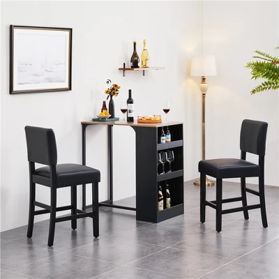 Yaheetech 24.6" H Upholstered Counter Bar Stool, Black 1 Yaheetech 24.6" H Upholstered Counter Bar Stool, Black