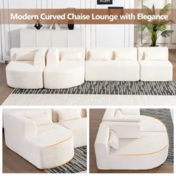 144"W Modular Sectional Sofa, Oversized Upholstered Cloud Couch With 2 Chaise Lounge & 5 Pillows - ModernLuxe -Baxton Studio Sale Shop GUEST 679ce13c 705e 4c13 9dd5 ea7c20843e97