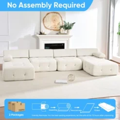 Mjkone U-Shaped Velvet Modular Sectional Sofa With Free Combination Ottoman,Convertible 4-Seater Sofa With Rivet Trim 27 Mjkone U-Shaped Velvet Modular Sectional Sofa With Free Combination Ottoman,Convertible 4-Seater Sofa With Rivet Trim -Baxton Studio Sale Shop GUEST 67d31173 c269 4a7a 854f c4752ca5250d