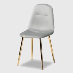 Set Of 4 Elyse Velvet Upholstered Metal Dining Chairs - Baxton Studio