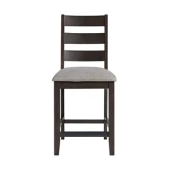 Set Of 2 24" Beacon Ladderback Cushion Seat Counter Height Barstools - Black/Walnut - Intercon