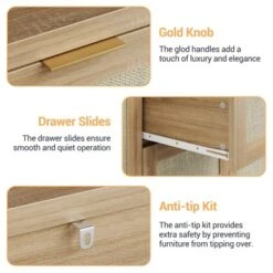 Modern Rattan Buffet Cabinet Sideboard With Storage,47" Boho Credenza Buffet Console Table With Drawers&Doors,Wooden Coffee Bar Cabinet -Baxton Studio Sale Shop GUEST 6815c368 f850 4019 b736 a52289988a31