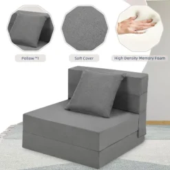 Olding Sofa Bed, Foldable Couch Bed With Pillow, Convertible Sleeper Chair Mattress, Futon Floor Couch With Memory Foam Washable Cover, Gray 16 Olding Sofa Bed, Foldable Couch Bed With Pillow, Convertible Sleeper Chair Mattress, Futon Floor Couch With Memory Foam Washable Cover, Gray -Baxton Studio Sale Shop GUEST 681a4197 2145 4844 ae51 2b04c2ba426e