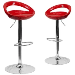 Emma And Oliver 2 Pack Contemporary Plastic Adjustable Height Barstool With Rounded Cutout Back And Chrome Base -Baxton Studio Sale Shop GUEST 68229244 c203 4f3b 9b32 9805a999204e