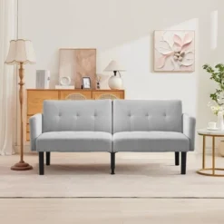 Futon Sofa Bed, Compact Loveseat, Modern Mid-Century Sleeper Sofa, Convertible Couch, Living Room Couches -Baxton Studio Sale Shop GUEST 6831ebc8 135e 42b9 9e1a 250c7a9cdeed