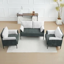 Modern 3-Piece Color Clash Back Armchair Sofa Set Loveseat And 2 Accent Chairs For Living Room Set -Baxton Studio Sale Shop GUEST 68592d39 56a5 4447 a4ba a5fee8c916f6