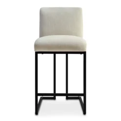 Set Of 2 Mason 25" Contemporary Armless Upholstered Fabric With Black Metal Sled Legs Counter Height Barstools-The Pop Maison -Baxton Studio Sale Shop GUEST 68807032 40fc 4f66 beeb 535439bd1953