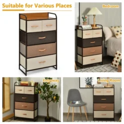 Costway 5-Drawer Dresser Storage 4-Tier Organizer Tower Steel Frame Wooden Top 16 Costway 5-Drawer Dresser Storage 4-Tier Organizer Tower Steel Frame Wooden Top -Baxton Studio Sale Shop GUEST 68d56c69 ef07 4f71 98a7 c463d58e5856