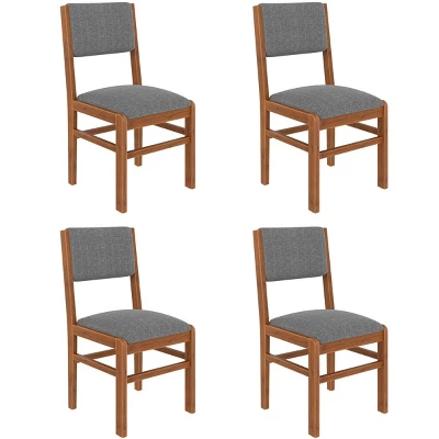 Set Of 4 Mid Century Modern Upholstered Dining Chairs With Solid Wood Frame And Fabric Seat For Kitchen Dining Room Living Room–Maison Boucle 4 Set Of 4 Mid Century Modern Upholstered Dining Chairs With Solid Wood Frame And Fabric Seat For Kitchen Dining Room Living Room–Maison Boucle - Image 4