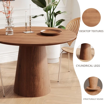 43.31" Round Dining Table, Modern Pedestal Dining Table, Leisure End Table For Living Room Dining Room Cafe Kitchen Small Space 3 43.31" Round Dining Table, Modern Pedestal Dining Table, Leisure End Table For Living Room Dining Room Cafe Kitchen Small Space - Image 3