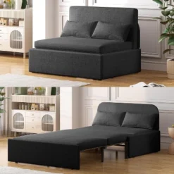 Mjkone Twin Size Sofa Bed, 2 In 1 Convertible Linen Loveseat Sleeper Sofa Couch With Cushions -Baxton Studio Sale Shop GUEST 6949497e 7c62 4aca 90f0 426b6c8211cb