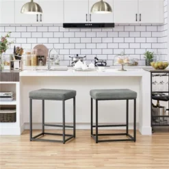 Yaheetech 24" H Backless Upholstered Bar Stools Set Of 2 For Kitchen Counter