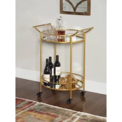 Round Metal Bar Cart Gold - Linon -Baxton Studio Sale Shop GUEST 697a93be 9317 4e40 a4b8 bf30d4807bbf