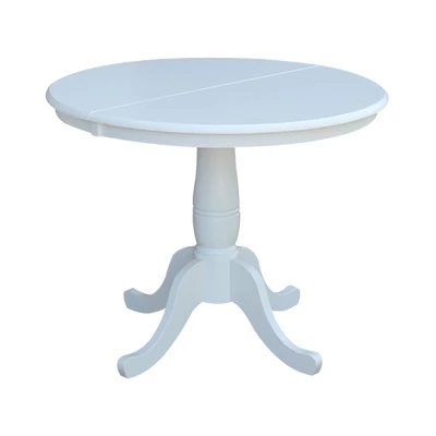 36" Kyle Round Top Pedestal Table With 12" Drop Leaf White - International Concepts 3 36" Kyle Round Top Pedestal Table With 12" Drop Leaf White - International Concepts - Image 3