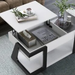 49" Castleridge Modern Lift Top Coffee Table White/Black - MiBasics: Adjustable Height, Tempered Glass, Storage Shelf 19 49" Castleridge Modern Lift Top Coffee Table White/Black - MiBasics: Adjustable Height, Tempered Glass, Storage Shelf -Baxton Studio Sale Shop GUEST 69c9411b 9643 4a6b 9589 6bdf6669de31