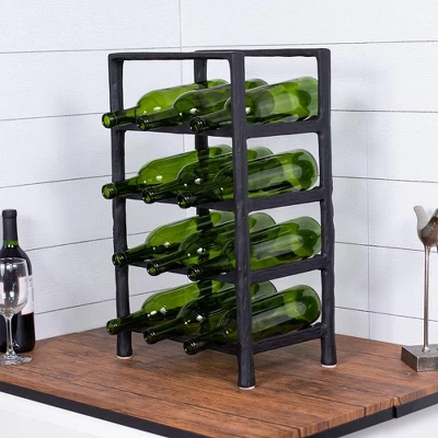 BIRDROCK HOME 12 Bottle Rack - Free Standing Stand - Kitchen Countertop - Black Forged Metal - Vertical Shelf Storage Cabinet - Holder 2 BIRDROCK HOME 12 Bottle Rack - Free Standing Stand - Kitchen Countertop - Black Forged Metal - Vertical Shelf Storage Cabinet - Holder - Image 2