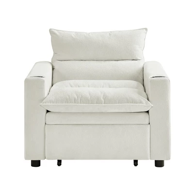 Velvet Convertible 3-in-1 Adjustable Sleeper Sofa Chair With Pullout Bed And Cup Holder 8 Velvet Convertible 3-in-1 Adjustable Sleeper Sofa Chair With Pullout Bed And Cup Holder - Image 8