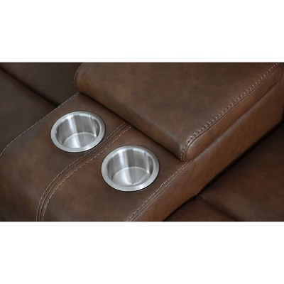 Gilbert Leather Manual Reclining Loveseat Brown - Abbyson Living 2 Gilbert Leather Manual Reclining Loveseat Brown - Abbyson Living - Image 2