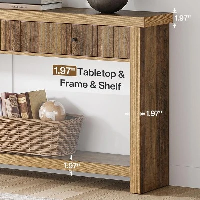 Tribesigns 70.9 Inch Wood Console Table Long Sofa Table With 3 Drawers 3 Tribesigns 70.9 Inch Wood Console Table Long Sofa Table With 3 Drawers - Image 3