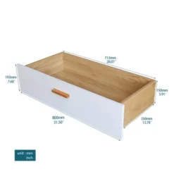 Modern 6 Drawer Dresser With Solid Wood Legs And Handles, White + Oak - ModernLuxe -Baxton Studio Sale Shop GUEST 6ae16065 5623 4b7c beae ff60afa8d3c4