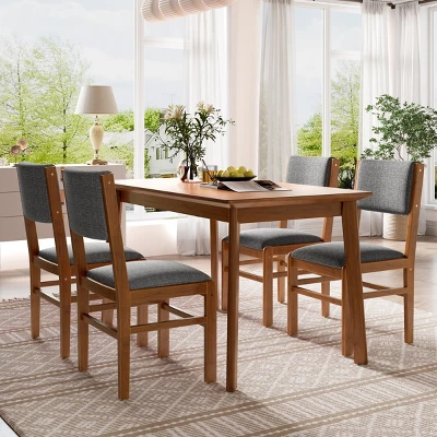 Set Of 4 Mid Century Modern Upholstered Dining Chairs With Solid Wood Frame And Fabric Seat For Kitchen Dining Room Living Room–Maison Boucle 2 Set Of 4 Mid Century Modern Upholstered Dining Chairs With Solid Wood Frame And Fabric Seat For Kitchen Dining Room Living Room–Maison Boucle - Image 2